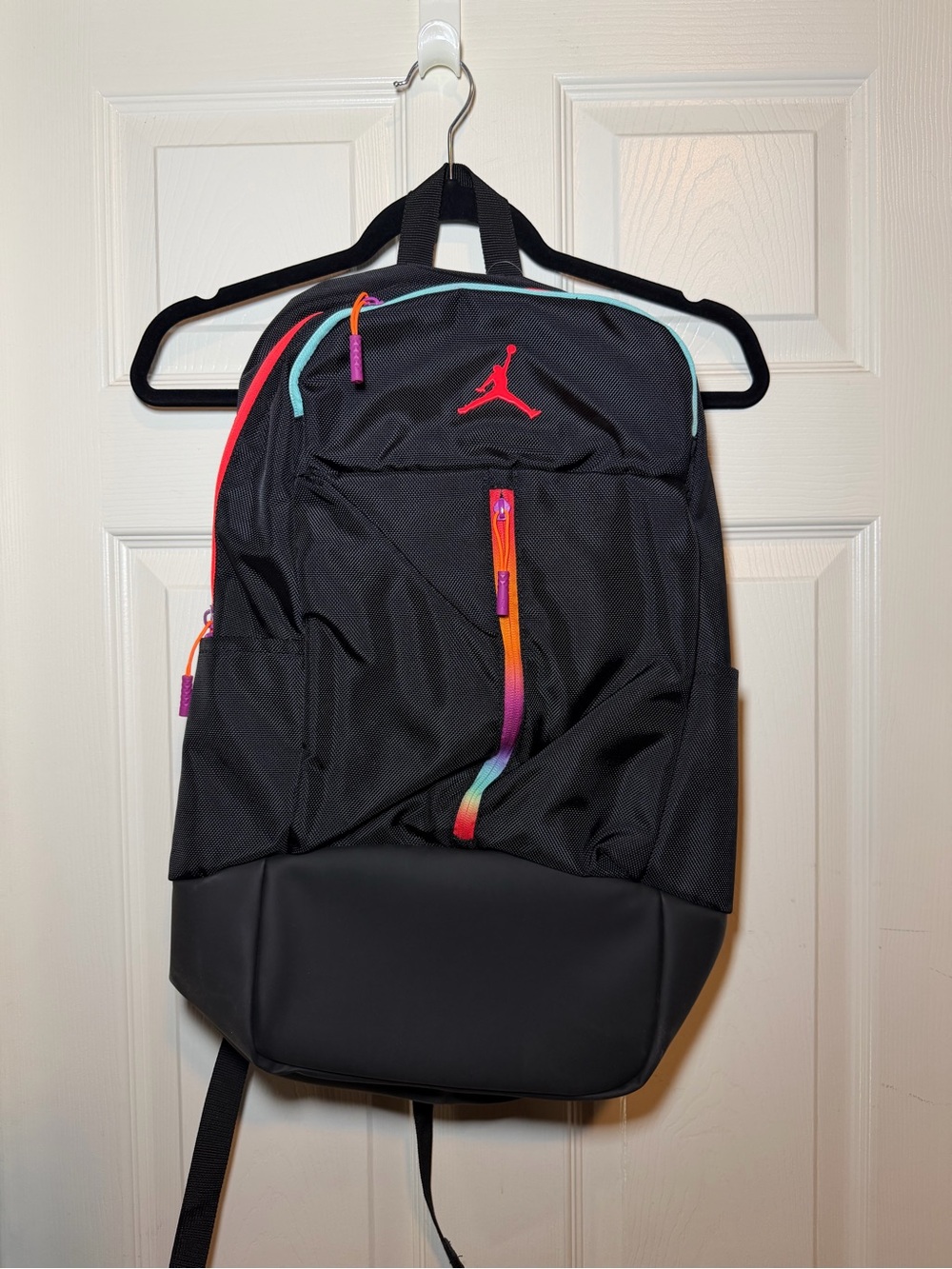 Jordan Black Backpack with Rainbow Zipper Accents